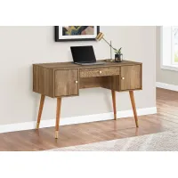 Computer Desk, Home Office, Laptop, Storage Drawers, 48"L, Work, Wood, Laminate, Walnut, Mid Century