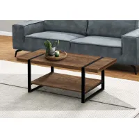 Coffee Table, Accent, Cocktail, Rectangular, Living Room, 48"L, Metal, Laminate, Brown, Black, Contemporary, Modern