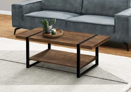Coffee Table, Accent, Cocktail, Rectangular, Living Room, 48"L, Metal, Laminate, Brown, Black, Contemporary, Modern