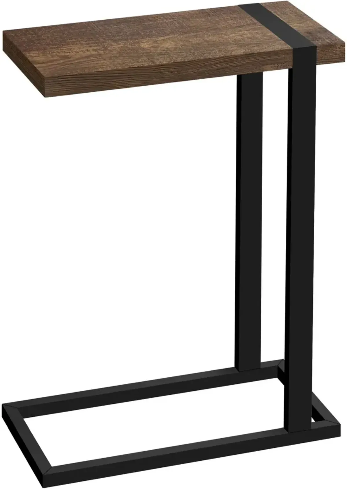 Accent Table, C-Shaped, End, Side, Snack, Living Room, Bedroom, Metal, Laminate, Brown, Black, Contemporary, Modern