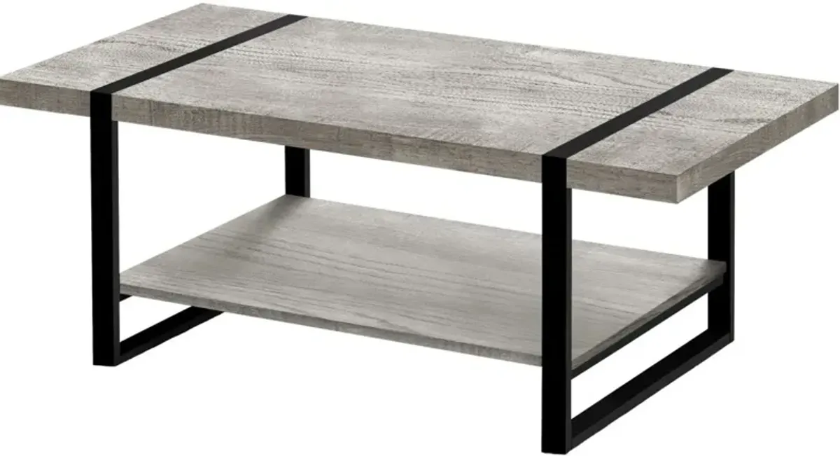 Coffee Table, Accent, Cocktail, Rectangular, Living Room, 48"L, Metal, Laminate, Grey, Black, Contemporary, Modern