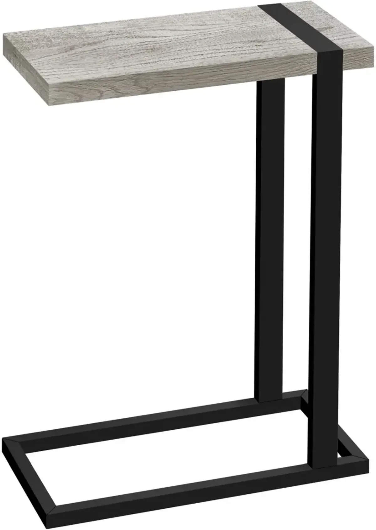 Accent Table, C-Shaped, End, Side, Snack, Living Room, Bedroom, Metal, Laminate, Grey, Black, Contemporary, Modern