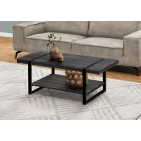 Coffee Table, Accent, Cocktail, Rectangular, Living Room, 48"L, Metal, Laminate, Black, Contemporary, Modern
