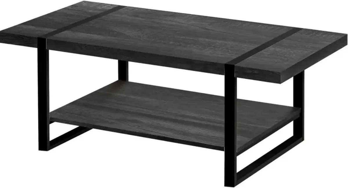 Coffee Table, Accent, Cocktail, Rectangular, Living Room, 48"L, Metal, Laminate, Black, Contemporary, Modern