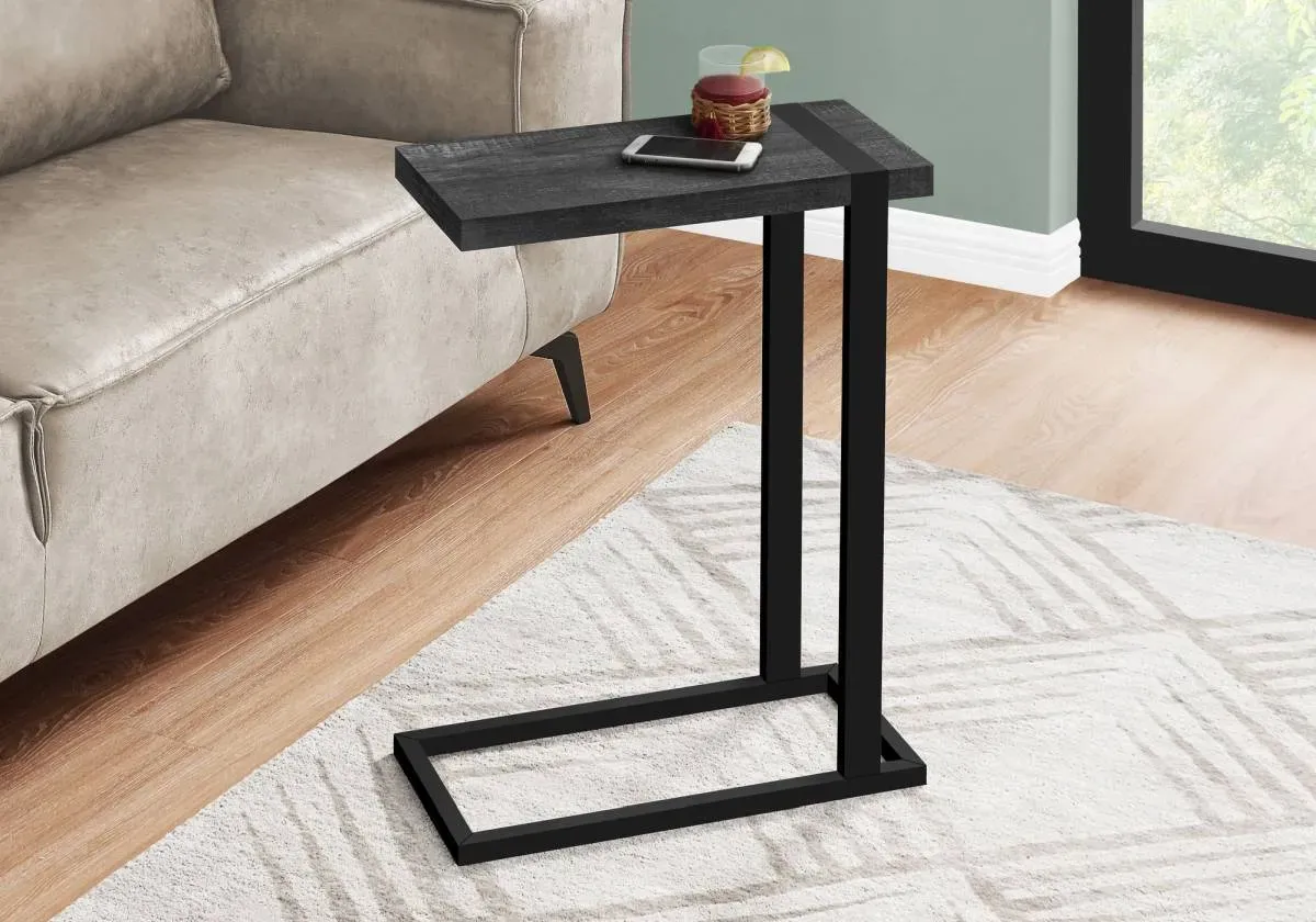 Accent Table, C-Shaped, End, Side, Snack, Living Room, Bedroom, Metal, Laminate, Black, Contemporary, Modern