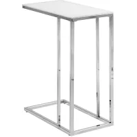 Accent Table, C-Shaped, End, Side, Snack, Living Room, Bedroom, Metal, Tempered Glass, Chrome, Contemporary, Modern