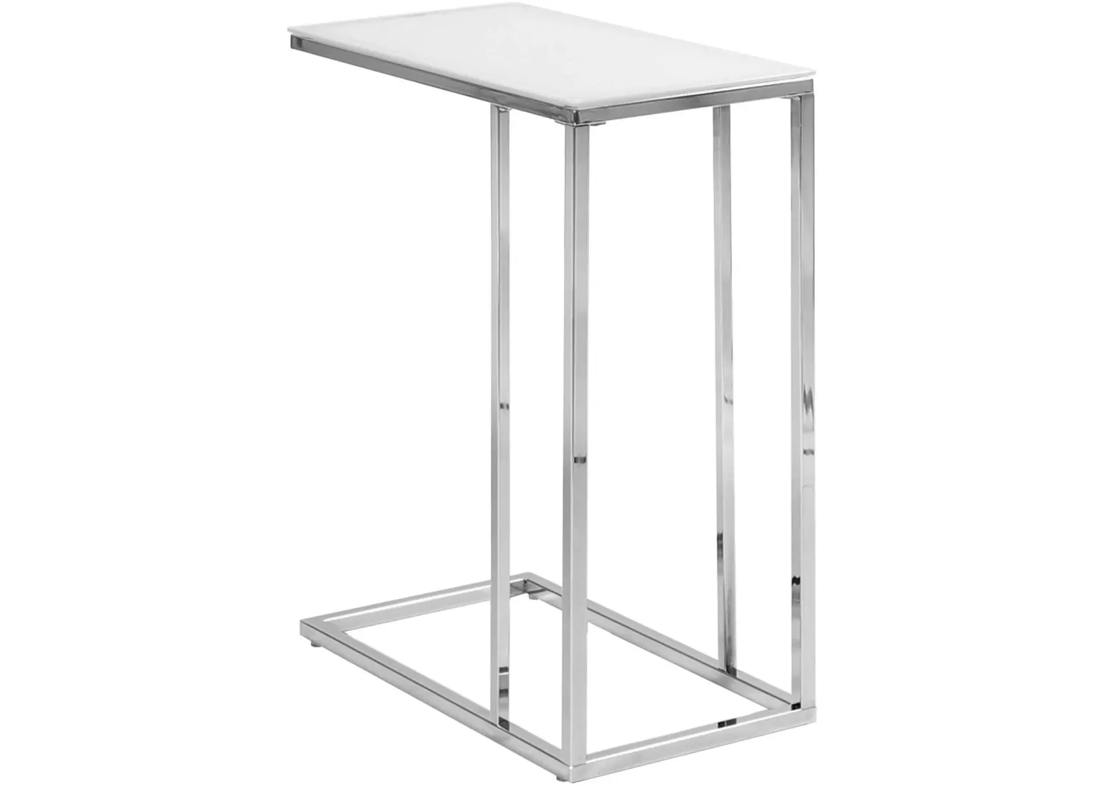 Accent Table, C-Shaped, End, Side, Snack, Living Room, Bedroom, Metal, Tempered Glass, Chrome, Contemporary, Modern