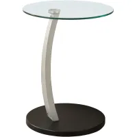 Accent Table, C-Shaped, End, Side, Snack, Living Room, Bedroom, Laminate, Tempered Glass, Black, Grey, Clear, Contemporary, Modern