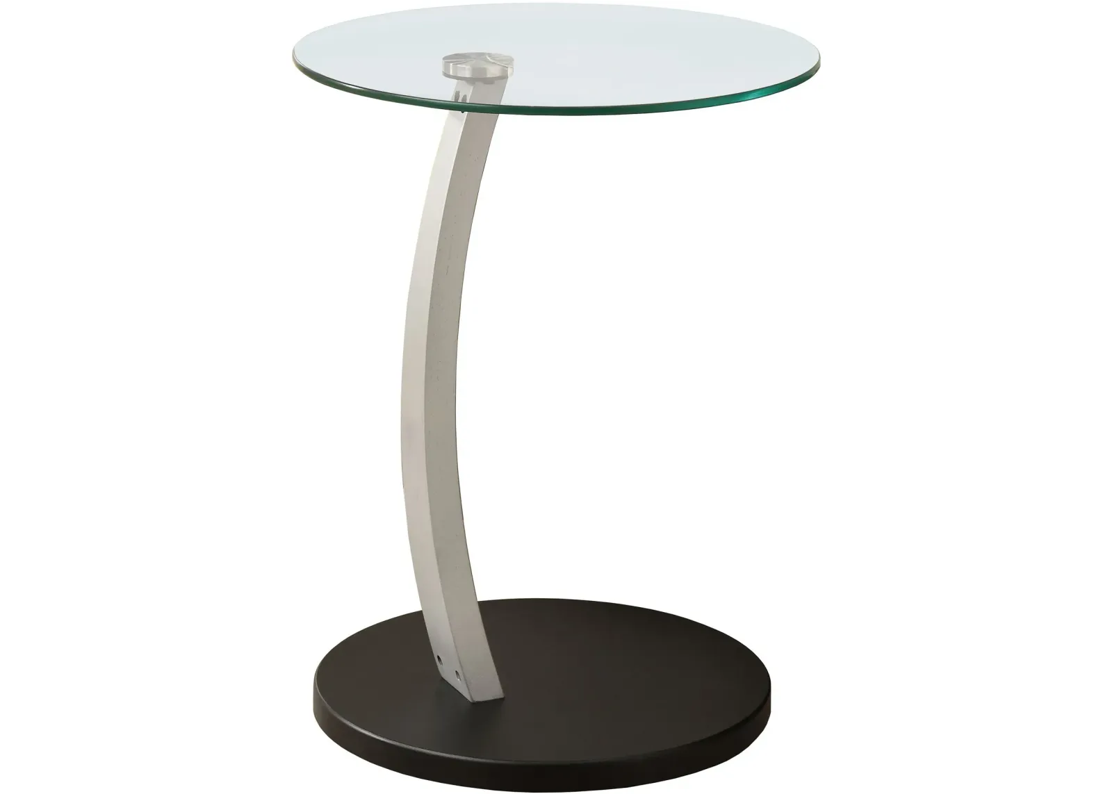 Accent Table, C-Shaped, End, Side, Snack, Living Room, Bedroom, Laminate, Tempered Glass, Black, Grey, Clear, Contemporary, Modern