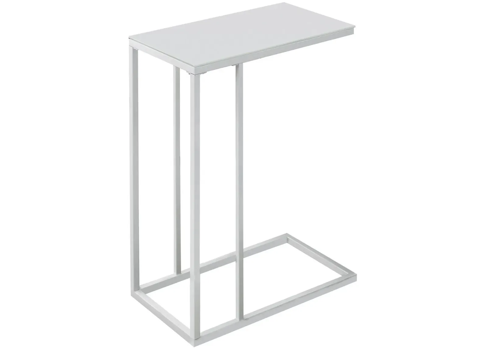 Accent Table, C-Shaped, End, Side, Snack, Living Room, Bedroom, Metal, Tempered Glass, White, Contemporary, Modern