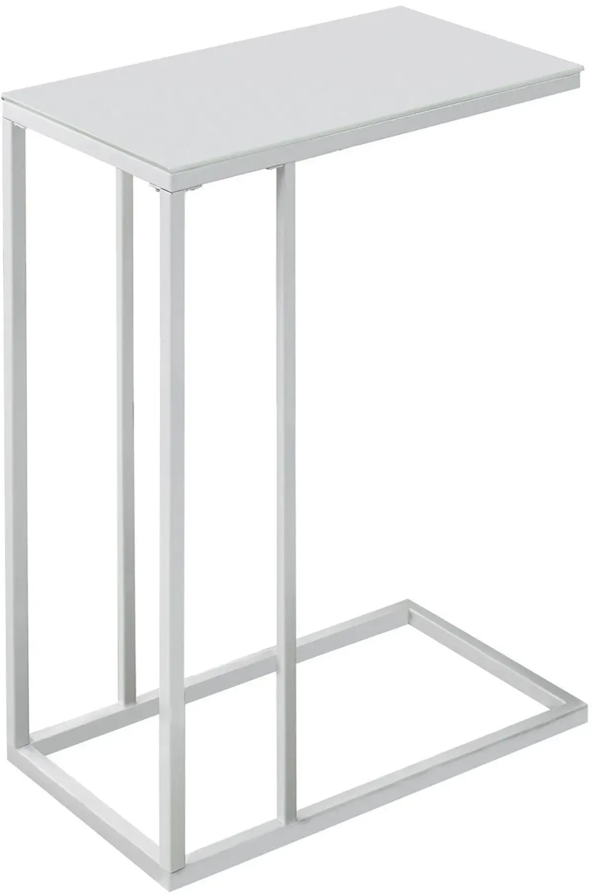 Accent Table, C-Shaped, End, Side, Snack, Living Room, Bedroom, Metal, Tempered Glass, White, Contemporary, Modern