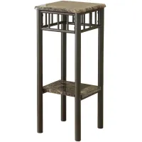 Accent Table, Side, End, Plant Stand, Square, Living Room, Bedroom, Metal, Laminate, Brown Marble Look, Transitional