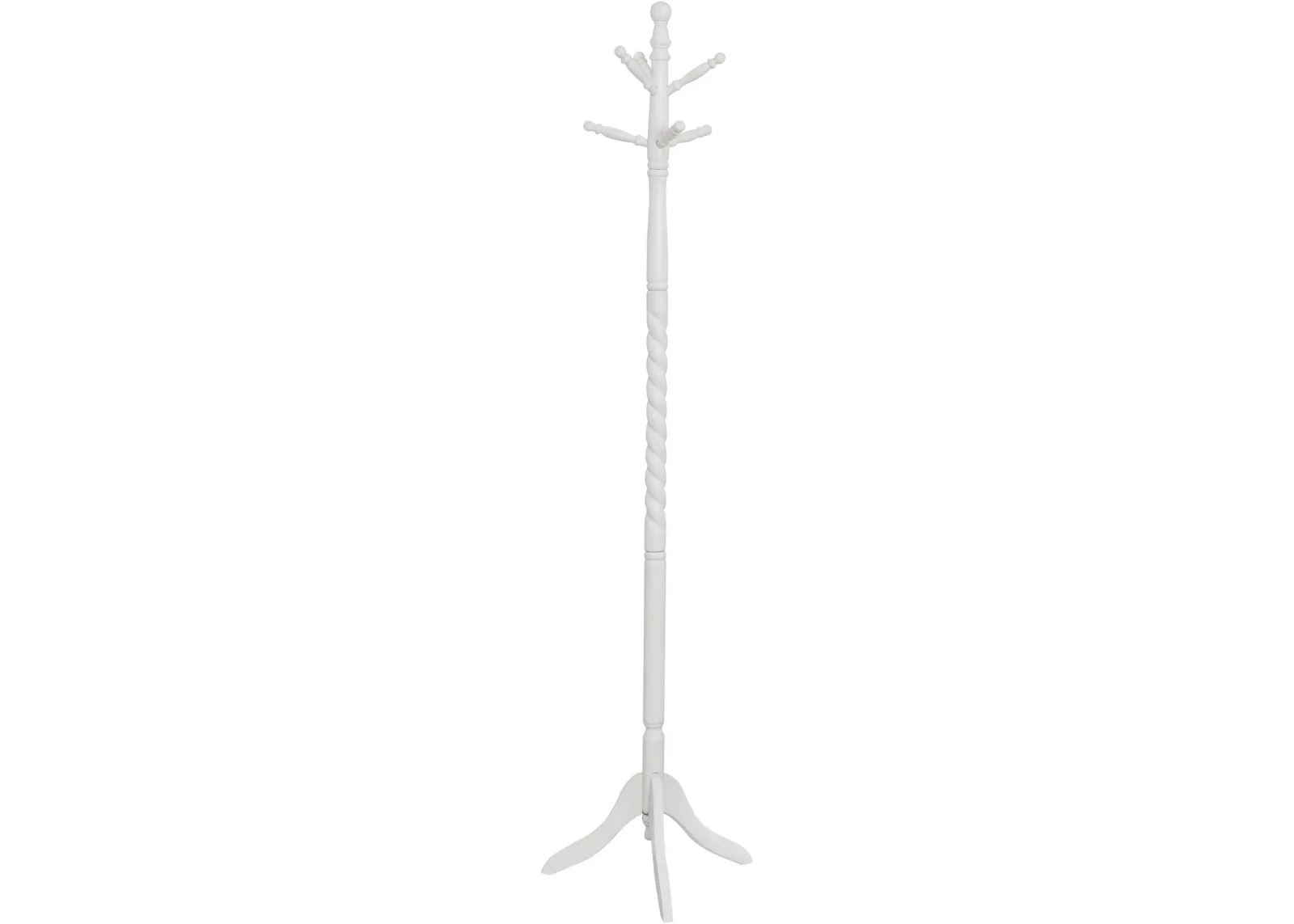 Coat Rack, Hall Tree, Free Standing, 6 Hooks, Entryway, 72"H, Bedroom, Wood, White, Contemporary, Modern