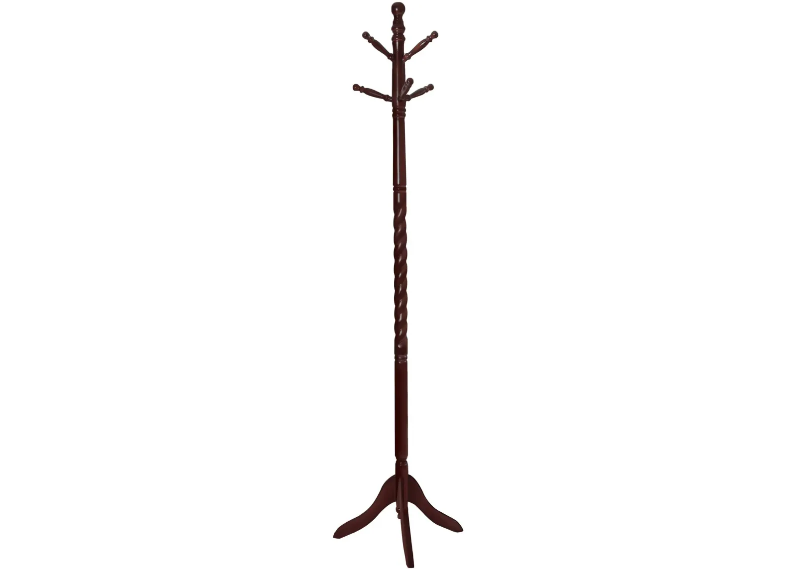 Coat Rack, Hall Tree, Free Standing, 6 Hooks, Entryway, 72"H, Bedroom, Wood, Brown, Contemporary, Modern