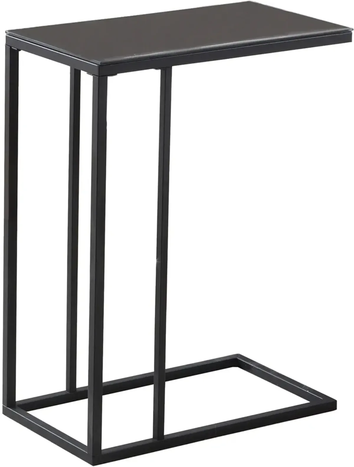 Accent Table, C-Shaped, End, Side, Snack, Living Room, Bedroom, Metal, Tempered Glass, Black, Contemporary, Modern