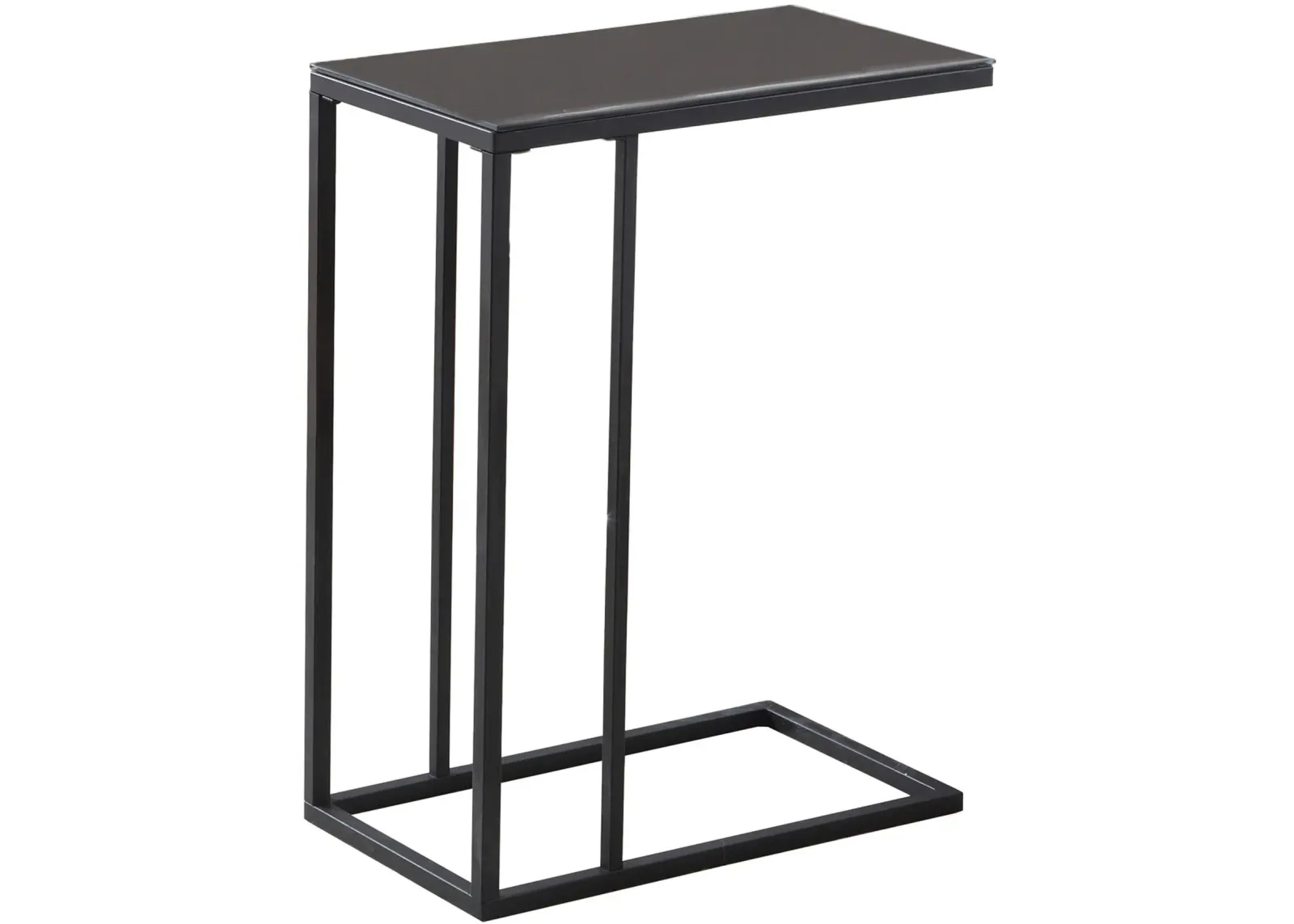 Accent Table, C-Shaped, End, Side, Snack, Living Room, Bedroom, Metal, Tempered Glass, Black, Contemporary, Modern