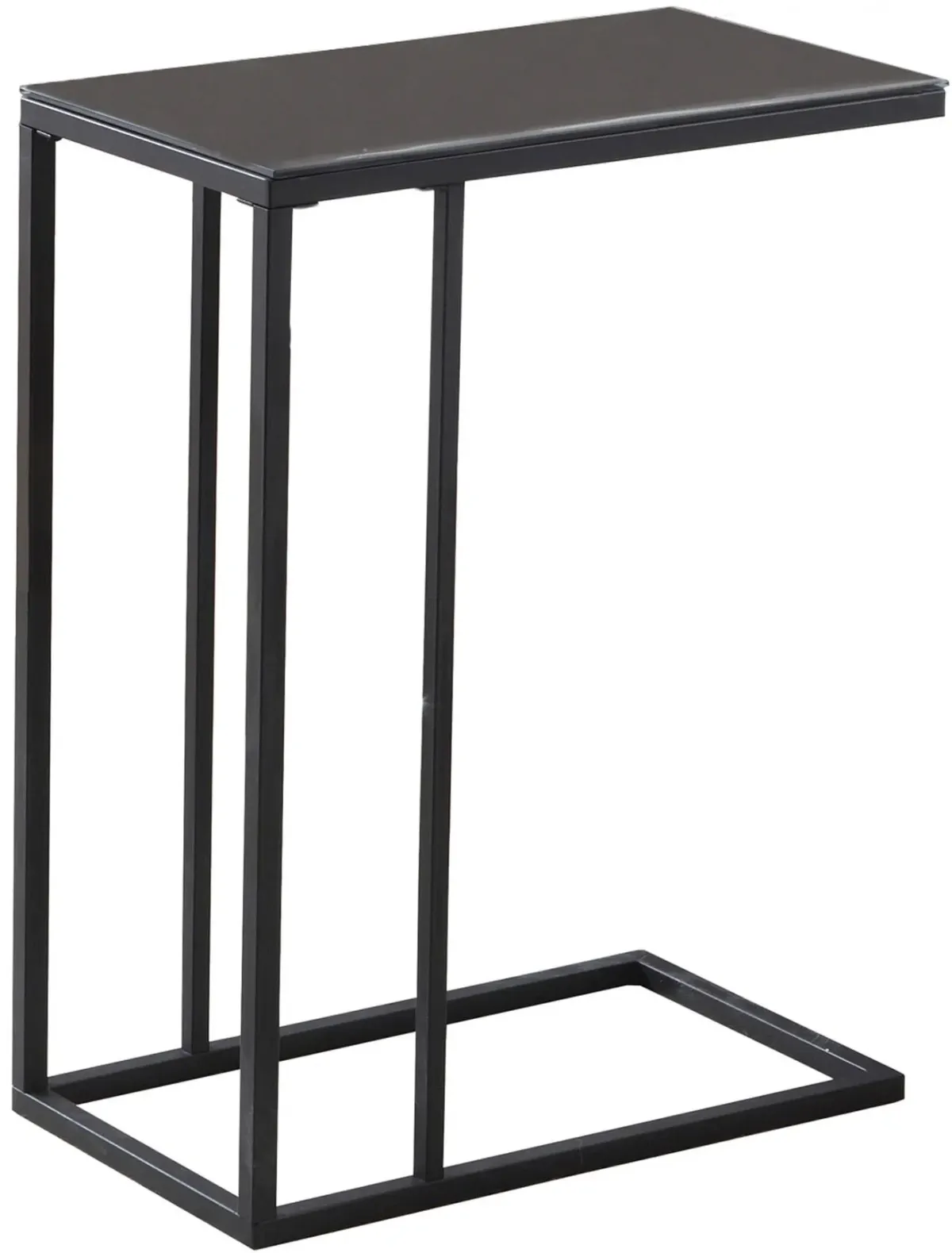 Accent Table, C-Shaped, End, Side, Snack, Living Room, Bedroom, Metal, Tempered Glass, Black, Contemporary, Modern