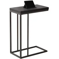 Accent Table, C-Shaped, End, Side, Snack, Living Room, Bedroom, Metal, Laminate, Brown, Contemporary, Modern