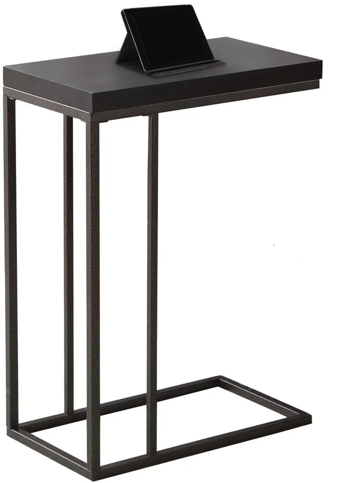 Accent Table, C-Shaped, End, Side, Snack, Living Room, Bedroom, Metal, Laminate, Brown, Contemporary, Modern