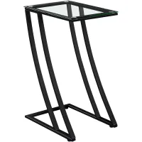 Accent Table, C-Shaped, End, Side, Snack, Living Room, Bedroom, Metal, Tempered Glass, Black, Contemporary, Modern