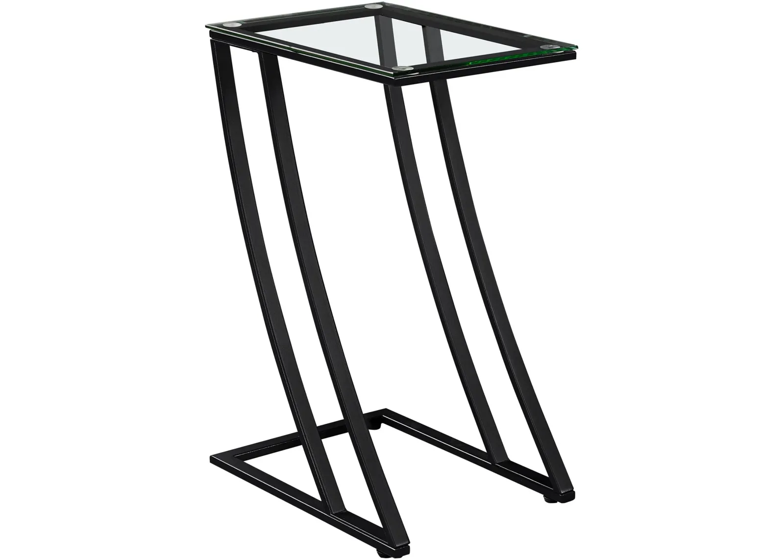 Accent Table, C-Shaped, End, Side, Snack, Living Room, Bedroom, Metal, Tempered Glass, Black, Contemporary, Modern