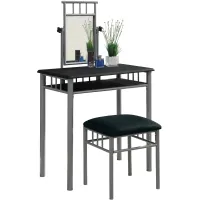 Vanity Set, Set Of 2, Makeup Table, Organizer, Dressing Table, Bedroom, Metal, Laminate, Black, Grey, Transitional