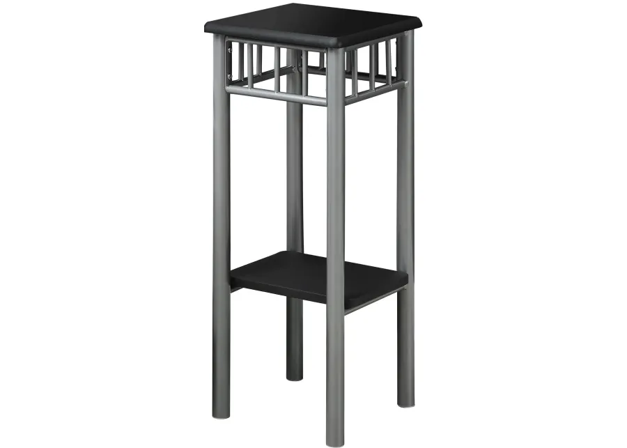 Accent Table, Side, End, Plant Stand, Square, Living Room, Bedroom, Metal, Laminate, Black, Grey, Transitional