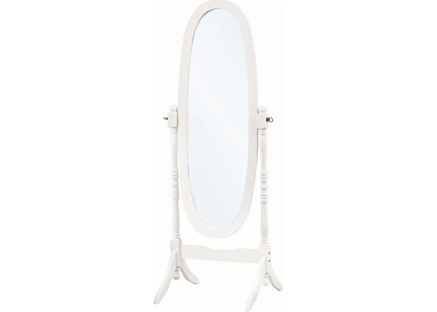 Mirror, Full Length, Standing, Floor, 60" Oval, Dressing, Bedroom, Wood, White, Traditional