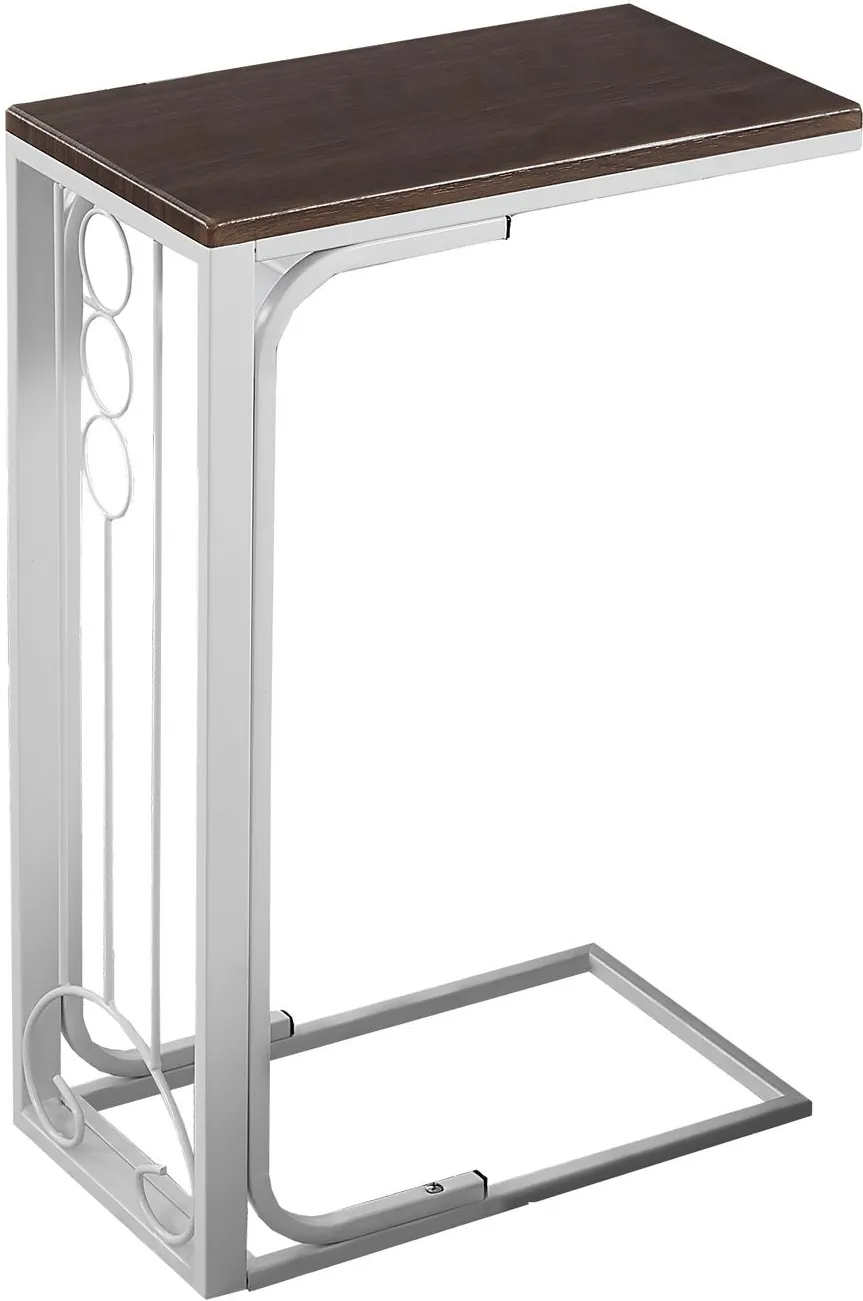 Accent Table, C-Shaped, End, Side, Snack, Living Room, Bedroom, Metal, Laminate, Brown, White, Transitional