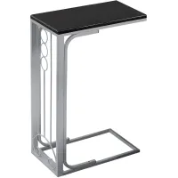 Accent Table, C-Shaped, End, Side, Snack, Living Room, Bedroom, Metal, Laminate, Black, Grey, Transitional