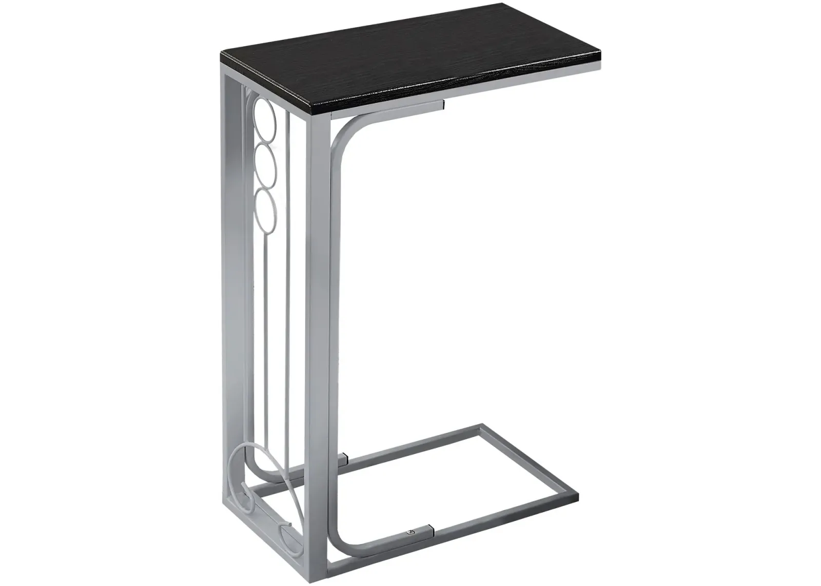 Accent Table, C-Shaped, End, Side, Snack, Living Room, Bedroom, Metal, Laminate, Black, Grey, Transitional