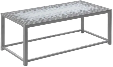 Monarch Specialties Inc. Blue/Gray/Hammered Silver Coffee Table