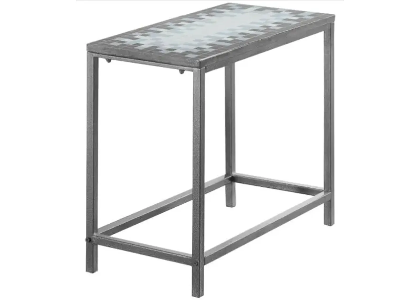 Monarch Specialties Inc. Blue/Grey/Hammered Silver Accent Table