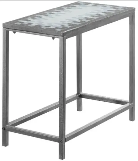 Monarch Specialties Inc. Blue/Grey/Hammered Silver Accent Table