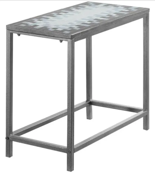 Monarch Specialties Inc. Blue/Grey/Hammered Silver Accent Table