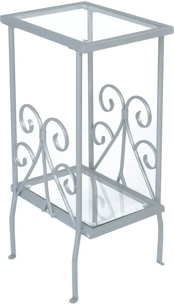 Accent Table, Side, End, Nightstand, Lamp, Living Room, Bedroom, Metal, Tempered Glass, Grey, Transitional