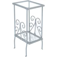 Accent Table, Side, End, Nightstand, Lamp, Living Room, Bedroom, Metal, Tempered Glass, Grey, Transitional