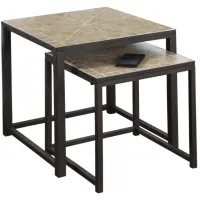 Monarch Specialties Inc. 2-Piece Terracotta Brown Silver Nesting Table Set