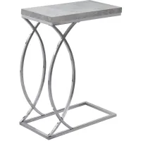 Accent Table, C-Shaped, End, Side, Snack, Living Room, Bedroom, Metal, Laminate, Grey, Chrome, Contemporary, Modern