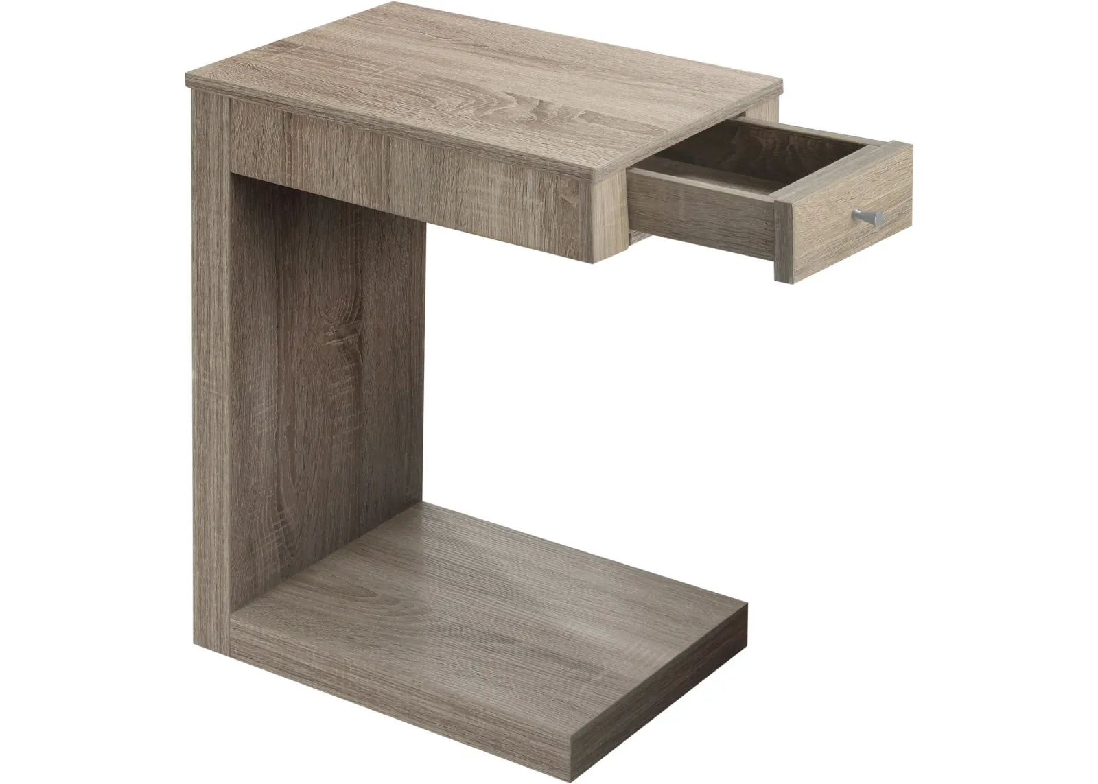 Accent Table, C-Shaped, End, Side, Snack, Storage Drawer, Living Room, Bedroom, Laminate, Brown, Contemporary, Modern