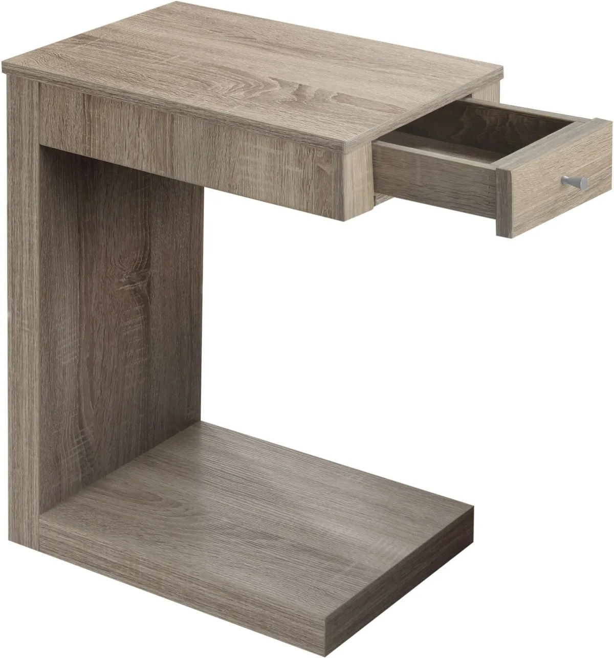 Accent Table, C-Shaped, End, Side, Snack, Storage Drawer, Living Room, Bedroom, Laminate, Brown, Contemporary, Modern