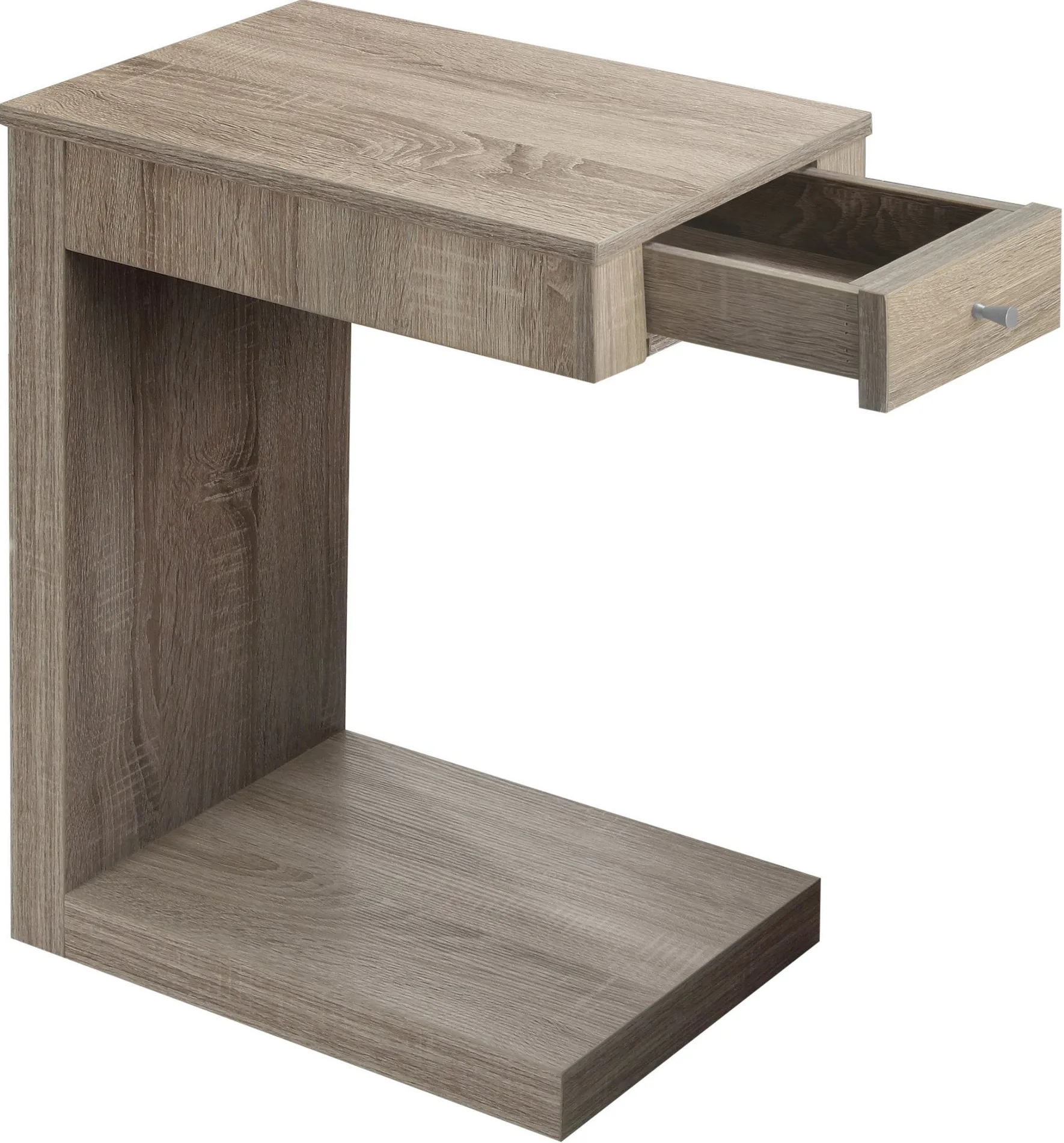 Accent Table, C-Shaped, End, Side, Snack, Storage Drawer, Living Room, Bedroom, Laminate, Brown, Contemporary, Modern