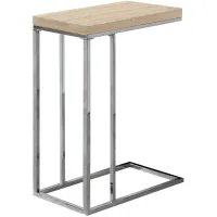 Accent Table, C-Shaped, End, Side, Snack, Living Room, Bedroom, Metal, Laminate, Natural, Chrome, Contemporary, Modern