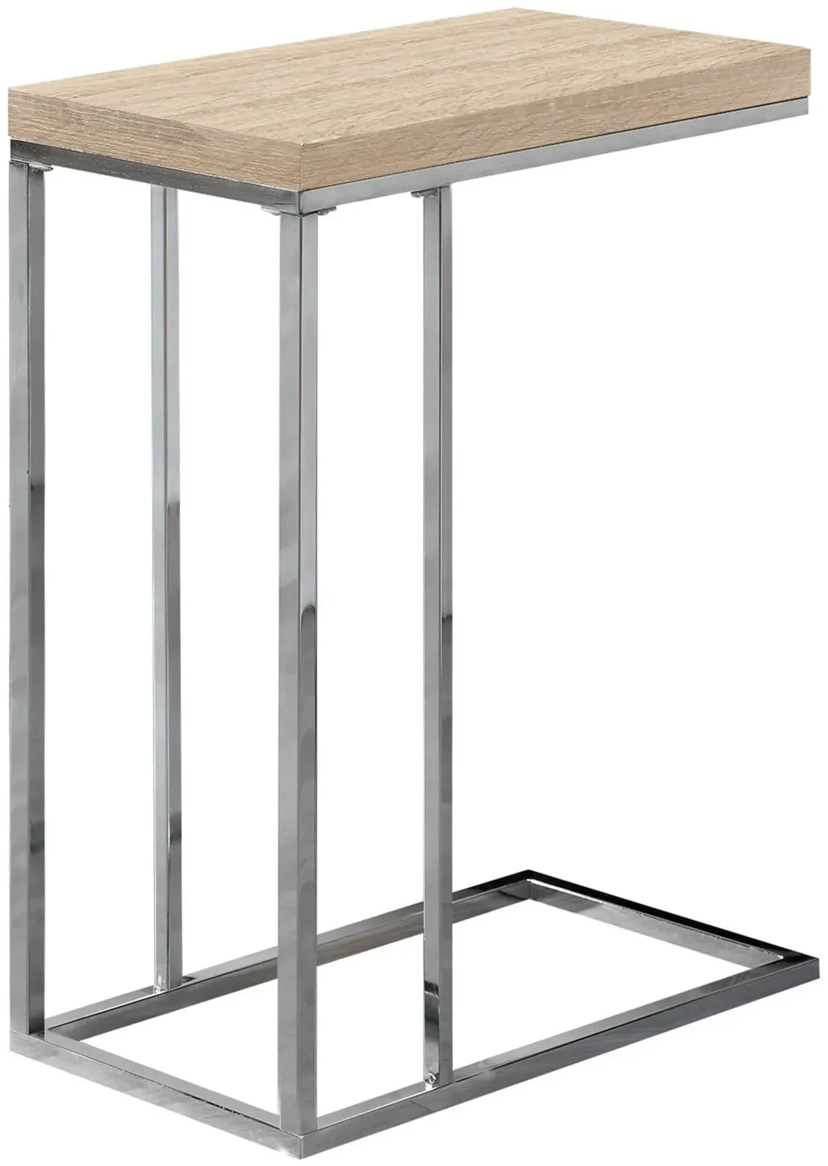 Accent Table, C-Shaped, End, Side, Snack, Living Room, Bedroom, Metal, Laminate, Natural, Chrome, Contemporary, Modern