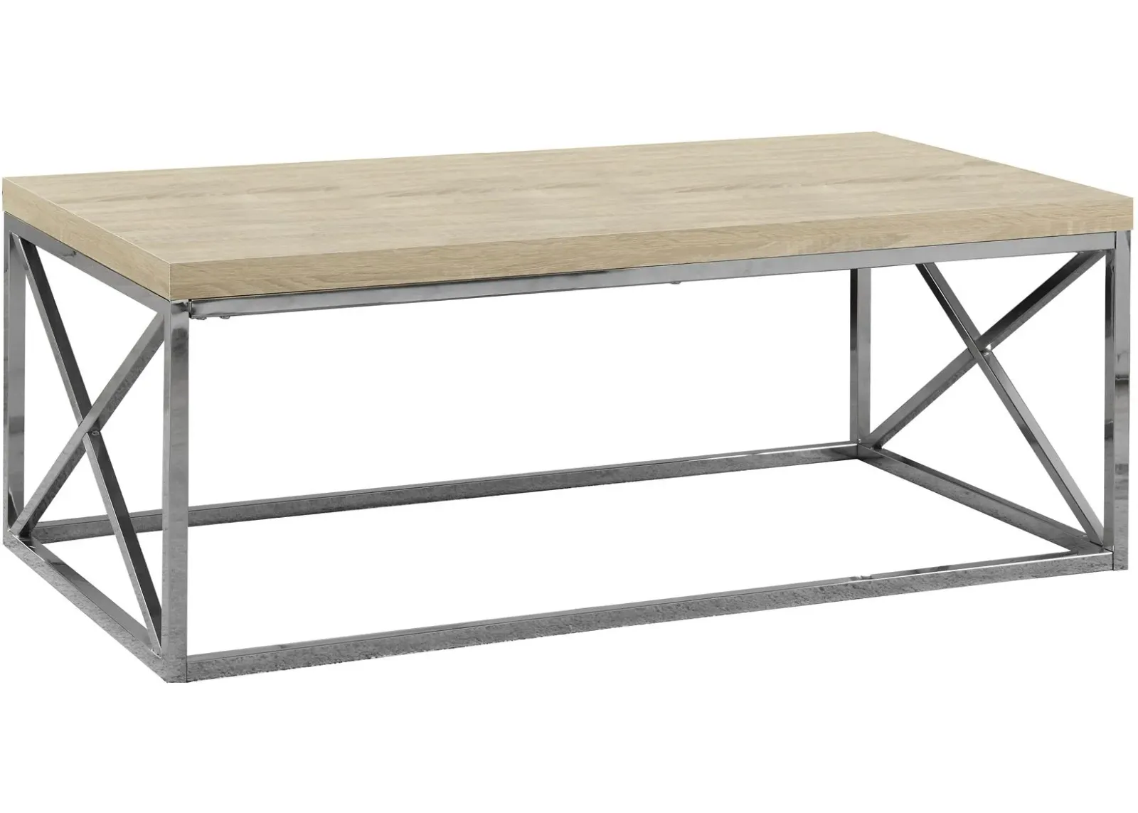 Coffee Table, Accent, Cocktail, Rectangular, Living Room, 44"L, Metal, Laminate, Natural, Chrome, Contemporary, Modern