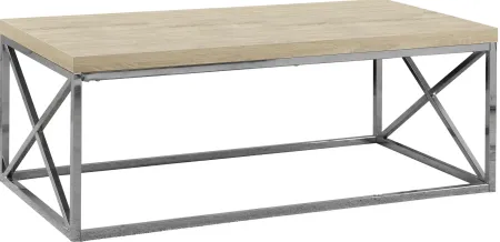 Coffee Table, Accent, Cocktail, Rectangular, Living Room, 44"L, Metal, Laminate, Natural, Chrome, Contemporary, Modern