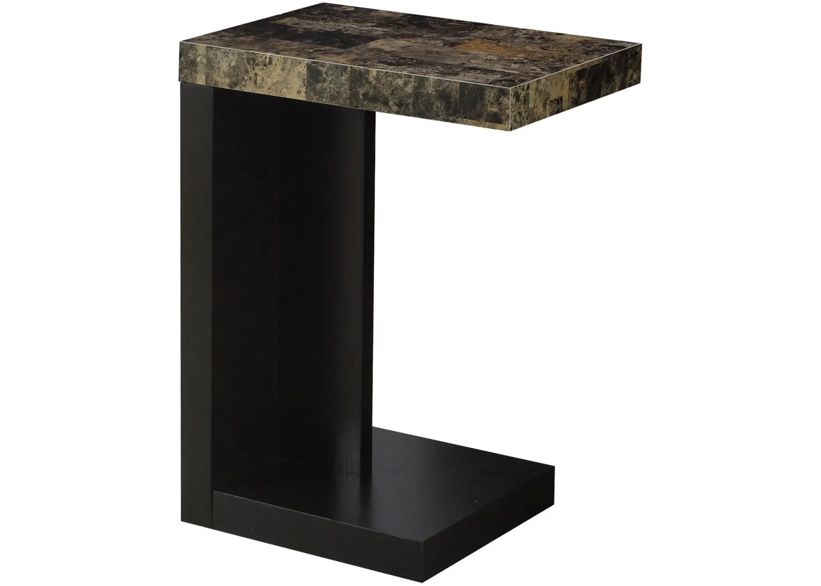 Accent Table, C-Shaped, End, Side, Snack, Living Room, Bedroom, Laminate, Brown Marble Look, Contemporary, Modern