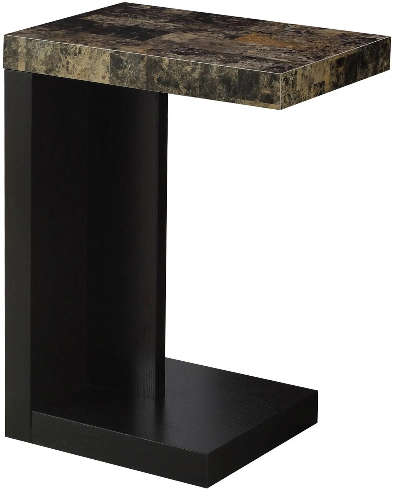 Accent Table, C-Shaped, End, Side, Snack, Living Room, Bedroom, Laminate, Brown Marble Look, Contemporary, Modern