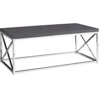 Coffee Table, Accent, Cocktail, Rectangular, Living Room, 44"L, Metal, Laminate, Grey, Chrome, Contemporary, Modern