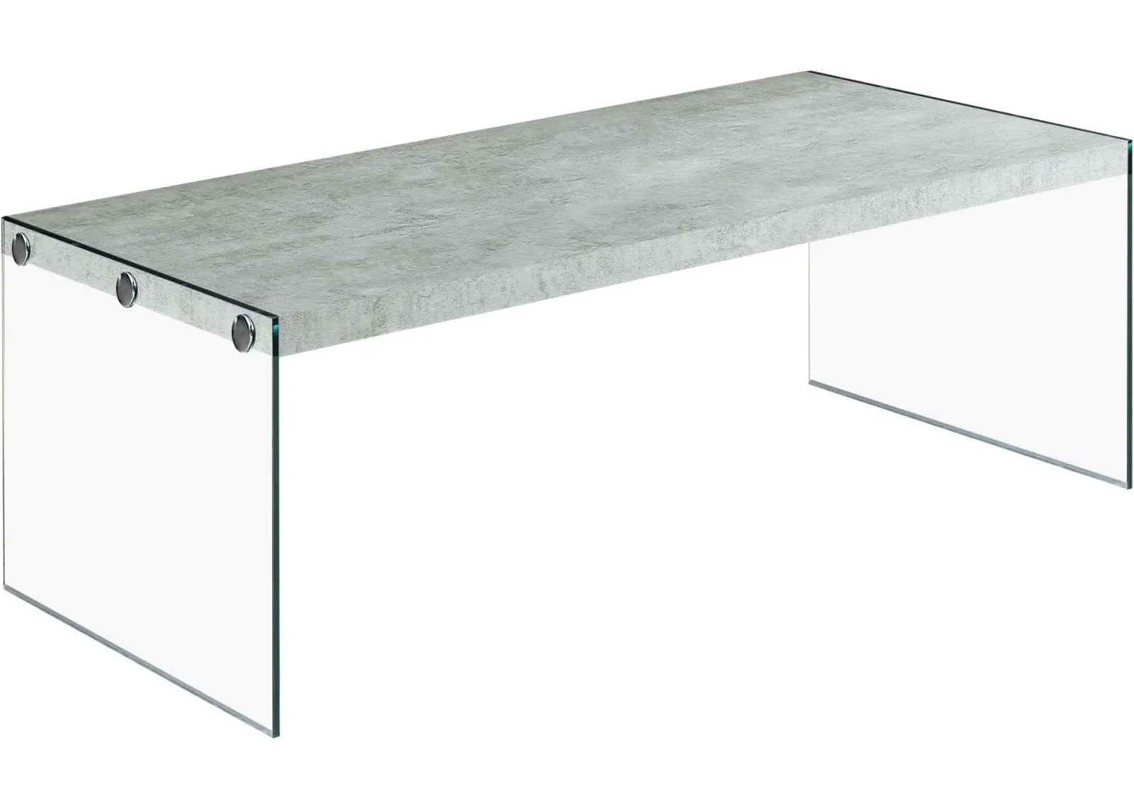 Coffee Table, Accent, Cocktail, Rectangular, Living Room, 44"L, Tempered Glass, Laminate, Grey, Clear, Contemporary, Modern